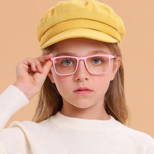 Square Anti Blue Light Kids Glasses TR Optical Frame Children Boy Girls Clear Computer Transparent Anti Reflective Eyeglasses UV
