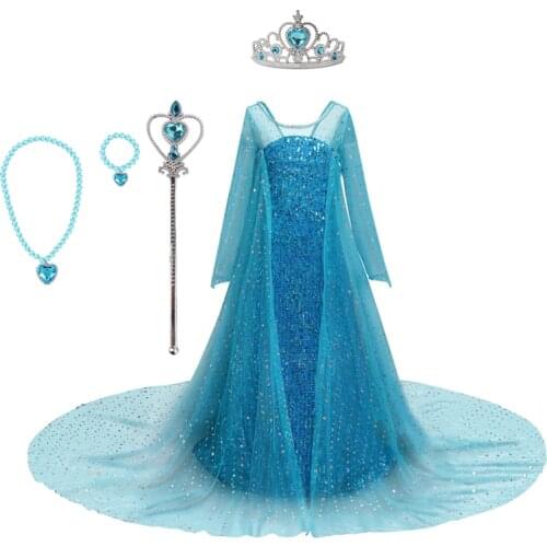 Princess Dress For Baby Girl Carnival Dressing Moping Childrens Clothing Cosplay Glitter Long Sleeve Cloak Costume For Children