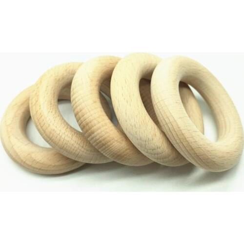 Teeny Beads 20PCS 40MM Baby Teething Beech Wooden Round Wood Ring DIY Bracelet Crafts Gift Teething Accessory Nursing Bangles