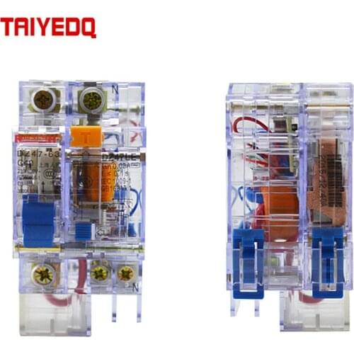 Transparent DZ47LE Leakage Protection Switch 1P+N 3P+N 25A 32A 40A 63A Air Switch Protector Air Open Circuit Breaker C45