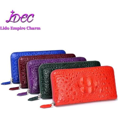 Luxury Elegant Womens Fashion Design Wallet Long Style Real Crocodile Leather Purse Wallet Multi-color Optional