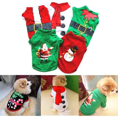 Christmas Dog Clothes Cotton Pet Clothing for Small Medium Dogs Vest Shirt New Year Puppy Dog Costume Chihuahua Pet Vest Shirt