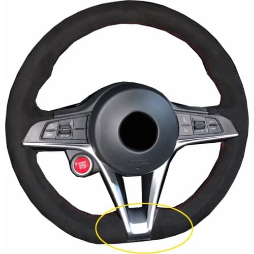 Hand Sewing Car Steering Wheel Cover Wrap Black Suede For Alfa Romeo Giulia Stelvio 2017 2018 2019 Car Accessories Volant Braid