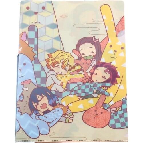 Cute Useful Anime Demon Slayer A4 Folder File Bag Kimetsu No Yaiba Kamado Tanjirou NezukoDocument Organizer Storage Bag