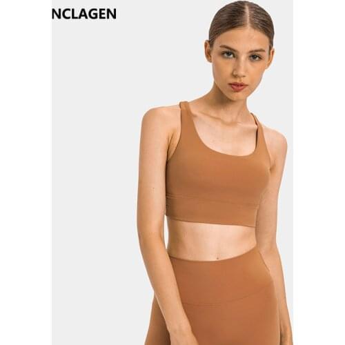 NCLAGEN Sports Bra For Women Gym Crop Top High Support Cross Back Yoga Blouse Naked Shockproof Push-up Vest Fitness Underwear