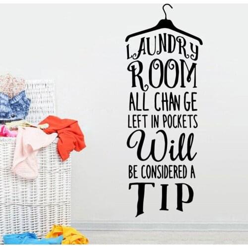 Laundry Wall Decal - Laundry Room Quote Clothes Rack Quote Vinyl Wall Sticker Decal Girls Wash Room Decor Waterproof LY06