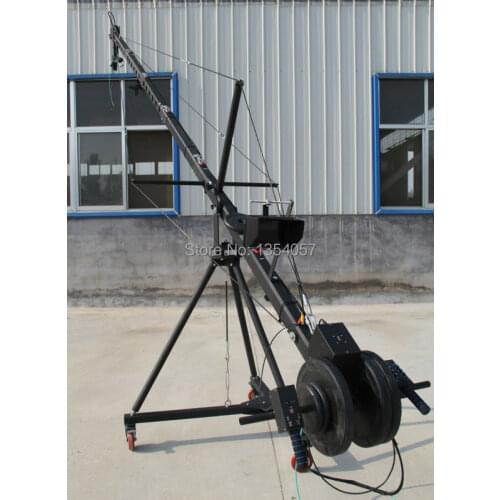Jib crane 8m 3-axis Octagon pan tilt head portable camera crane dslr with dolly and monitor Factory supply