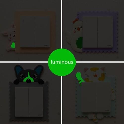 Luminous Switch Paste Socket Protective Cover Living Room Bedroom Environmental Protection Washable 3D Cartoon Switch Stickers