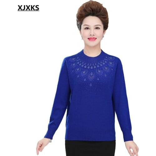 XJXKS 2021 autumn winter new women turtleneck sweater fashion diamond solid color all-match wool knitted sweater women pullover