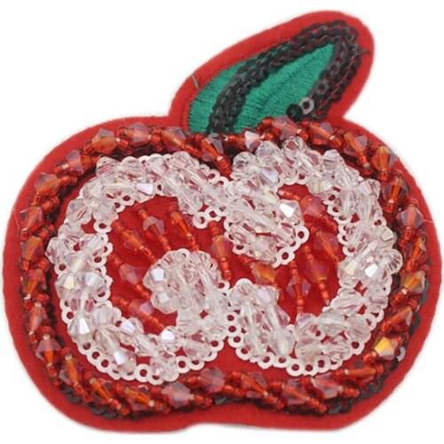 Beaded cloth stickers clothing accessories explosion crystal embroidery red apple cloth stickers clothes decorative cloth patch