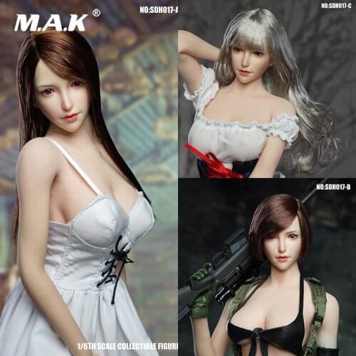 In Stock SDH017 1/6 Scale Asian Pale Skin Beauty Feamle Girl Head Sculpt Carved Model for 12'' Pale Action Figure Body DIY