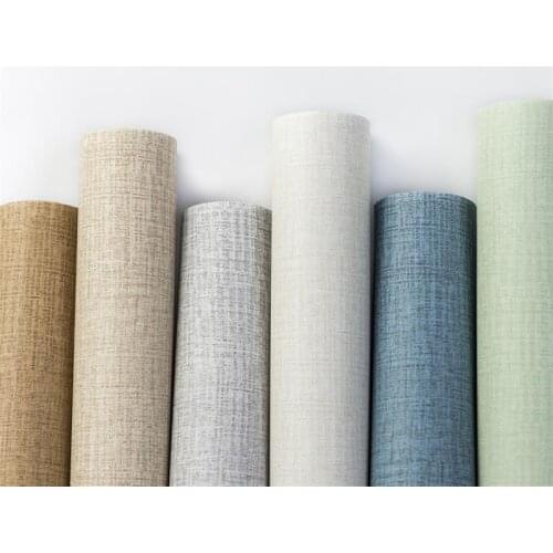 PVC Waterproof Self-Adhesive Wallpaper Silk and Linen Embossed Wallpaper for Living Room Bedroom Home Decoration Wallpaper