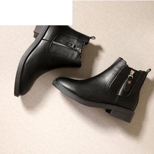 Krasovki Zipper Ankle Boots Women Spring Autumn Plush Warm Winter Short Boots for Women Black Walking Shoes High Quality Durable