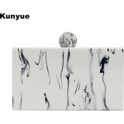 Stylish new ball head marble acrylic clutch purse fashion women ink print evening bag luxury lady wallet crossbody shoulder bags
