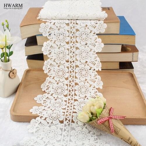1yard 19cm lace fabric ribbon wedding decoration Bilateral water-soluble lace large bar code high-end white flower milk silk