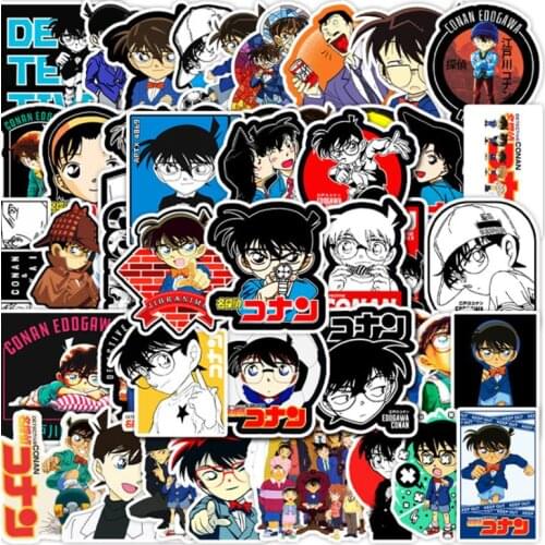 50 pcs Anime detective Conan Graffiti Waterproof Skateboard Travel Suitcase Phone Laptop Luggage Stickers Cute Kids Girl Toys