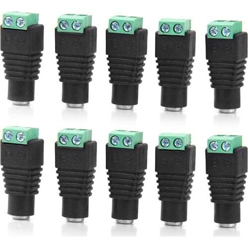 10pcs DC plug CCTV Camera 5.5mm x 2.1mm DC Power Cable Female Plug Connector Adapter Jack 5.5*2.1mm to connection led strip