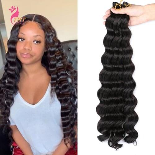 20Inch Deep Wave Bundles Hair Synthetic Weave Bundles Extensions Heat Resistant Soft Long Curly Hair For Black Woman
