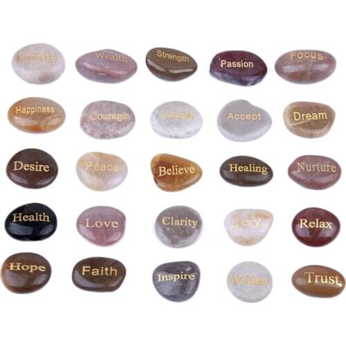 25 Engraved Inspirational Stones with Words of Encouragement Gold Engraved Stones for Worry Affirmation Meditation Stones