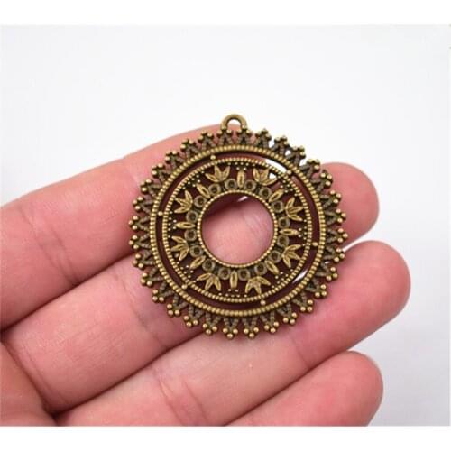 42*39mm 2pcs Antique Bronze Plated Hollow Flower Charms Pendant For DIY Necklace Bracelet Jewelry Accessories