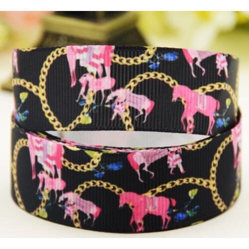22mm 25mm 38mm 75mm Bead Chain Cartoon printed Grosgrain Ribbon party decoration 10 Yards X-02939
