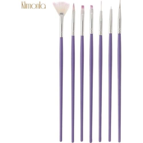 7pcs/set Purple Nail Art Brush Pen Fan Line Builder Designs DIY Painting Drawing Pen UV Gel Brushes Manicure Tools Set