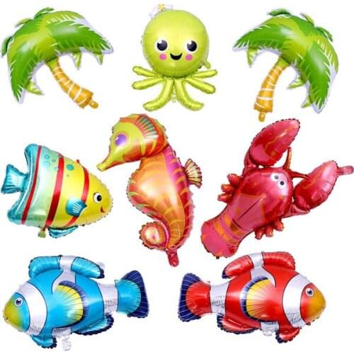 8 Pieces Ocean Animals Balloons Large Animal Balloons Cartoon Fish Balloons Foil Balloons for Kids Birthday Party Decoration Sup