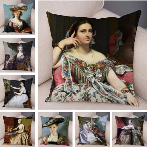 Europe Vintage Woman Lady Girl Pillow Cover Soft Short Plush Cushion Covers Pillow Case Home Decor Print Pillows Cases for Sofa