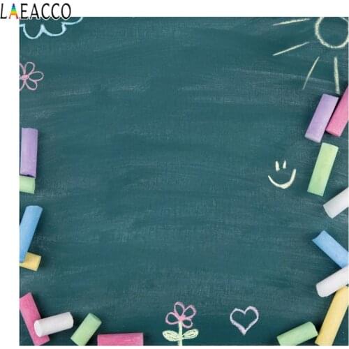 Laeacco Photographic Backdrop Cartoon Blackboard Child Baby Chalks School Customize For Photography Backgrounds For Photo Studio