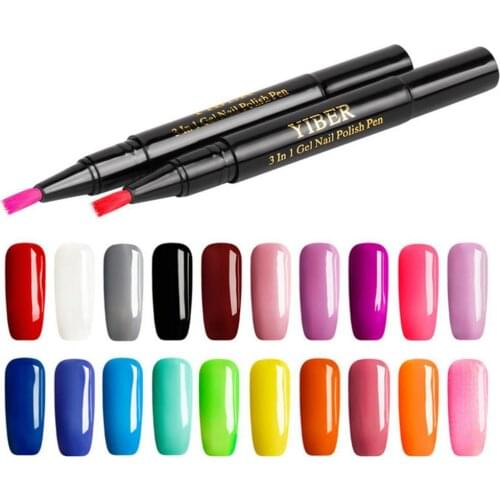 8ml YIBER Manicure Varnish Pen Natural Healthy Resin 3 In 1 Gel Nail Polish Pen for Women