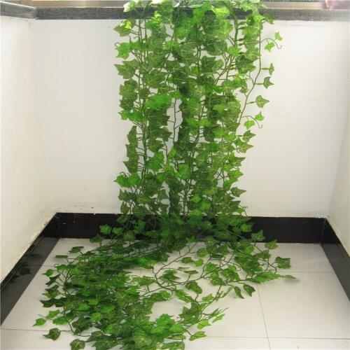 100pcs Leaf 1 piece 2.4M Home Decor Artificial Ivy Leaf Garland Plants Vine Fake Foliage Flowers Creeper Green Ivy Wreath