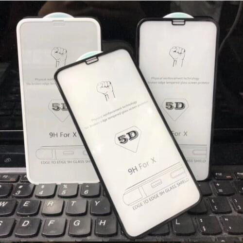 500 PCS 5D Full Glue Curved Tempered Glass Full Screen Protector Glass For iPhone 11 pro max XS max XR 6 7 8 Protective Fil