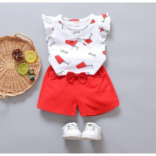 Kids girls summer clothing set little girls fashion cotton t-shirt+shorts 2pcs children girls outfits for 1-2-3-4Y girls clothes