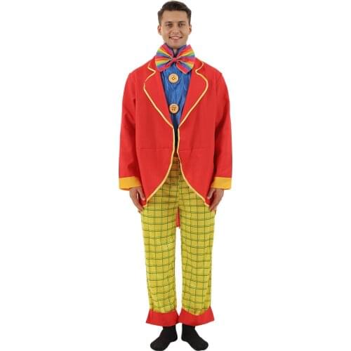 Reneecho Circle Clown Costume Men Halloween Costume For Adult Funny Joker Cosplay