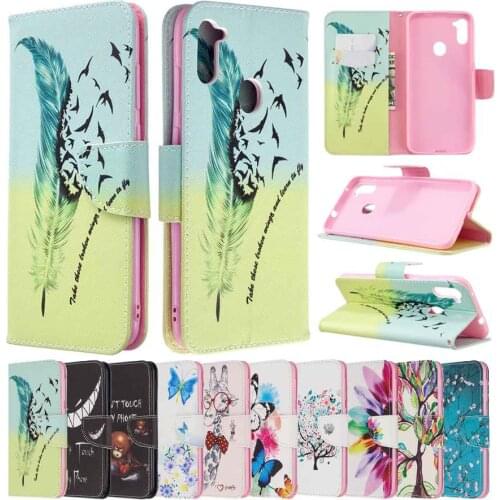 Leather Case For Samsung A01 A02S A10E A11 A12 A20S A21 A31 A51 A52 A70E A71 A72 A750 Colorful Cartoon Animal And Plant Patterns