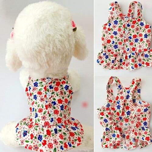 Summer Floral Bow Dog Dress Pet Wedding Dresses For Chihuahua Pug Yorkie Clothing Puppy Cat Products Dog Clothes for Small Dogs