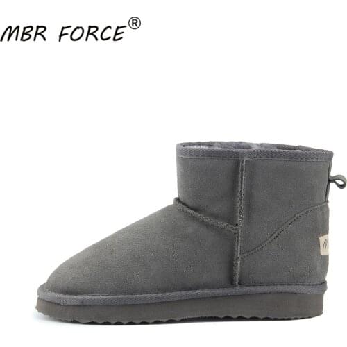 MBR FORCE Australia 2020 Winter Womens Snow Boots Cow Split Leather Ankle Shoes Woman Warm winter Large size boots balck shoes