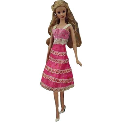 Fashion 11.5" Doll Clothes for Barbie Clothes Outfits Hot Pink Lace Top Skirt Party Gown Clothing 1/6 BJD Dolls Accessories Toys