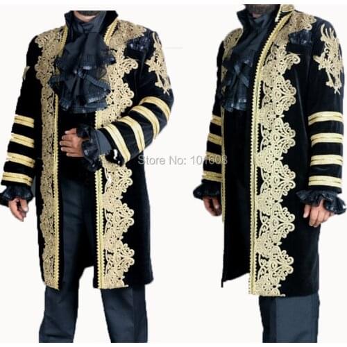Customized! Black Lace Jacket 1PC Mens Coat Singer DJ concert COURT Coats DRESS Victorian stage Performance MALE Suits N-022