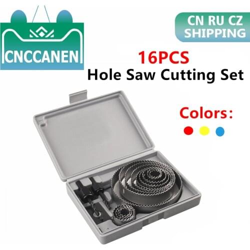 RU Stock 16PCS Hole Saw Cutting Set Kit Drilling Tool Wood Metal Cutter 19mm-127mm Mandrels Saws Core Drill Bits For Woodworking