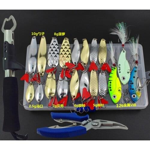 Fishing Lures Set Kit Metal Bait Spoon Lure Plier Grip Hard Bait Fresh Salt Water All Sizes Sea Fishing In Storage Box J340
