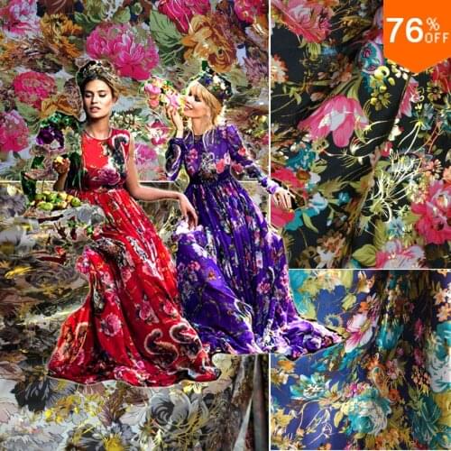 New Material Press Drawing Top fashion pattern flowers flashing patchwork on the surface For Dress Sewing Fabric for Micro Drape