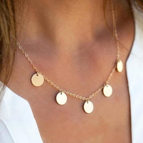 Gold Disk Pendants 100% 925 Silver Necklace 10MM Coins Choker Handmade Jewelry Bohemian Collier Femme Kolye Collares Jewelry