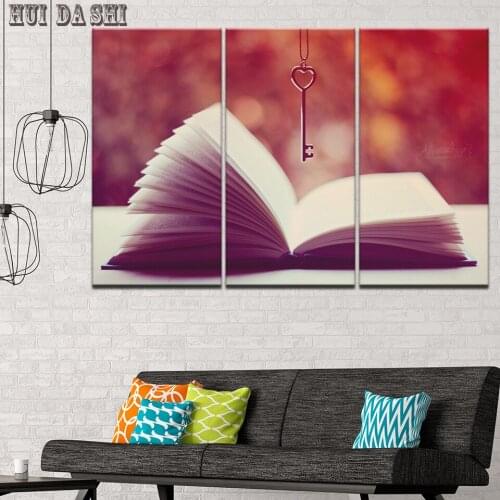 Framework HD Printed Modern Living Room Pictures 3 Panel Books Cross Canvas Wall Art Poster Home Decoration Modular Painting