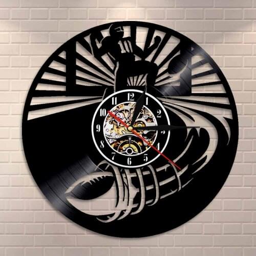 Rugby Football Vintage Vinyl Record Wall Clock American Football Wall Clock Sport Modern Design Decorative Clock Wall Watch Gift