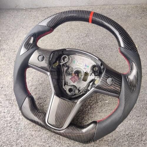 For Tesla Model 3 2017 2018 2019 2020 2021 Cuatomized Matt Carbon Fiber Steering Wheel Perforated Leather