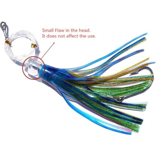 Fishing Lures Trolling Tuna Skirt Lures,8.5 Inch Fishing Saltwater Lures Rigged Hooks Big Game Fishing Lures Small Flaw