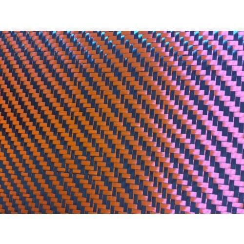 Carbon Aramid Fiber Hybrid Fabric Cloth Orange Twill Weave 190gsm