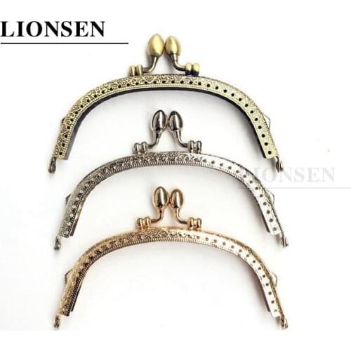 LIONSEN DIY 12.5cm Flower Bud Head Arc Metal Purse Frame Handle Kiss Clasp Lock for Bag Sewing Craft Tailor Accessories 3 colors