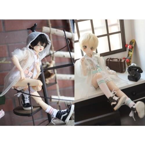 G10-224 1/4 1/3 Uncle SSDF POPO68 SD 10 BJD MSD doll baby clothes Transparent hooded raincoat with shirt socks 6pcs/set